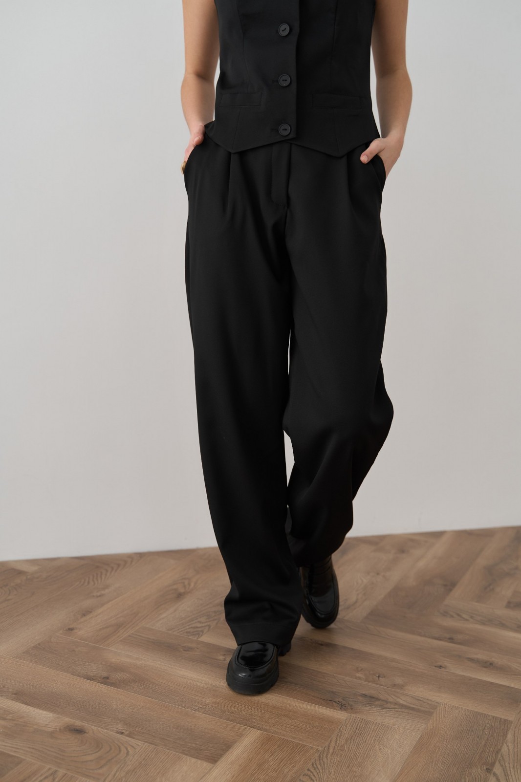 Жіночі штани палаццо колір чорний р.XS 451399