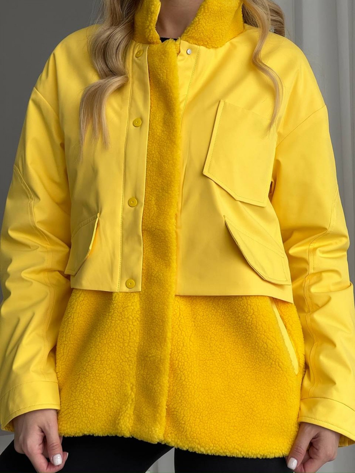 Жіноча тепла куртка колір жовтий р.M 450293