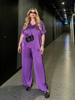 Жіночий костюм із шовку Армані колір фіолетовий р.54/58 454083