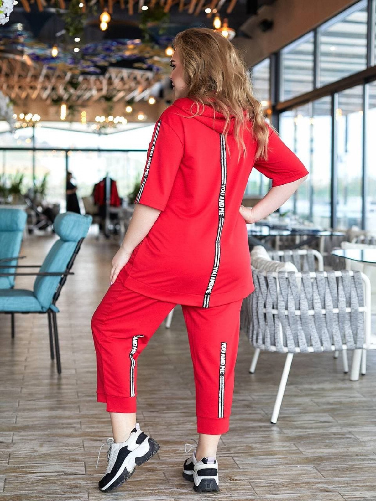 Жіночий спортивний костюм кофта та бриджі червоного кольору р.56/58 379839