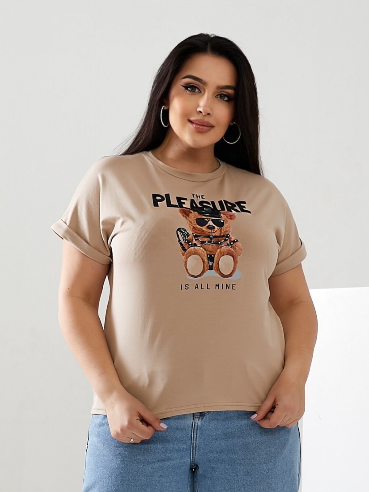 Жіноча футболка PLEASURE колір бежевий р.52/54 433680