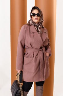 Жіноче пальто із кашеміру на підкладці з поясом капучіно р.48/50 376135