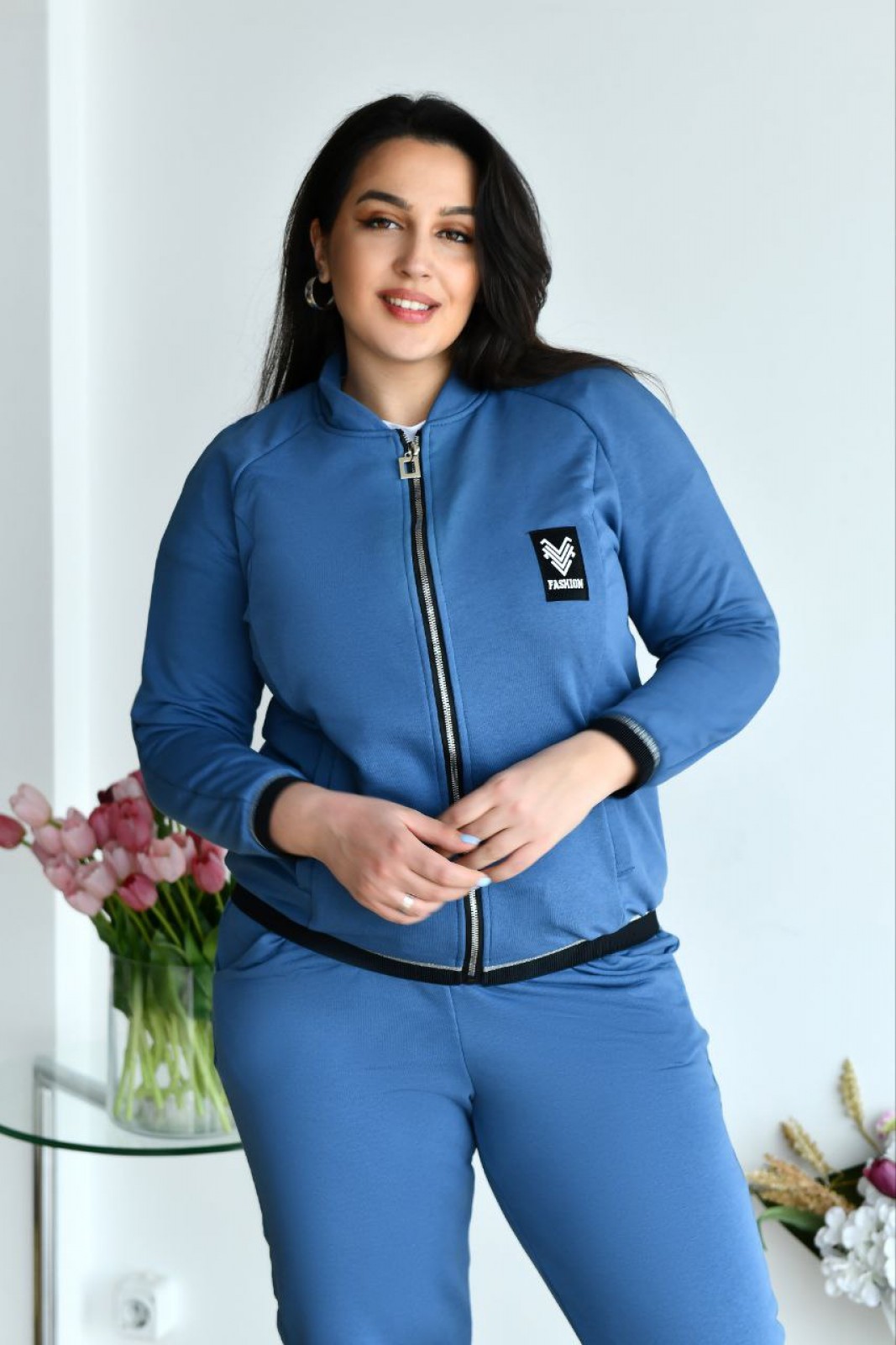 Жіночий спортивний костюм колір блакитний р.52 408764