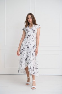 Жіноча сукня міді на запах колір білий р.S 460065