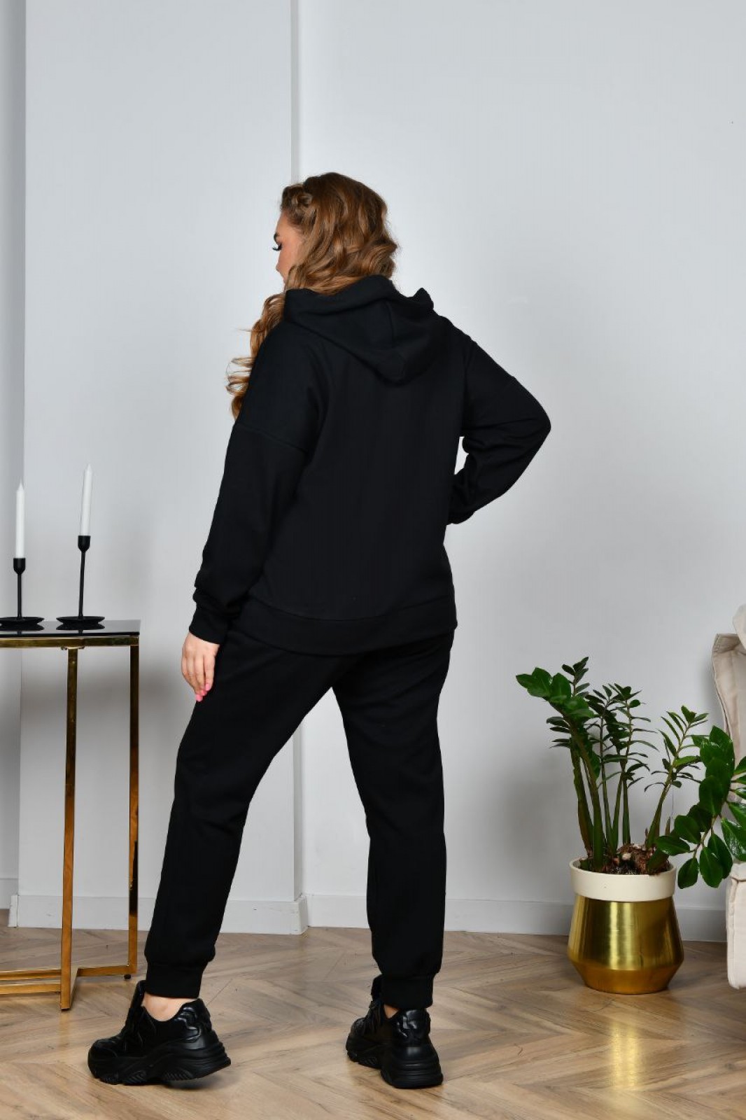Жіночий прогулянковий костюм колір чорний р.48 449484