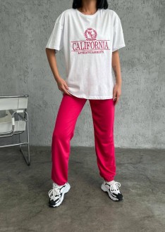 Жіночий костюм двійка принт California колір малина р.S 454899