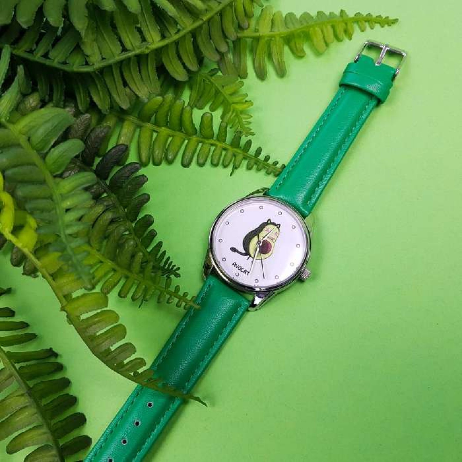 Годинник ZIZ Авокот з додатковим ремінцем, ремінець смарагдово-зелений, срібло 228862