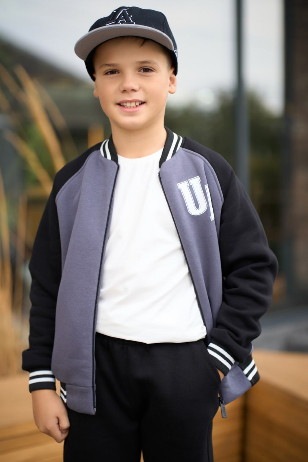 Спортивний дитячий костюм для хлопчика колір графіт р.140 443638