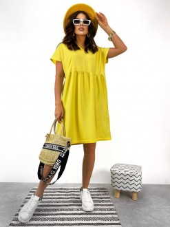 Жіноча лляна сукня жовтого кольору р.54/56 381620