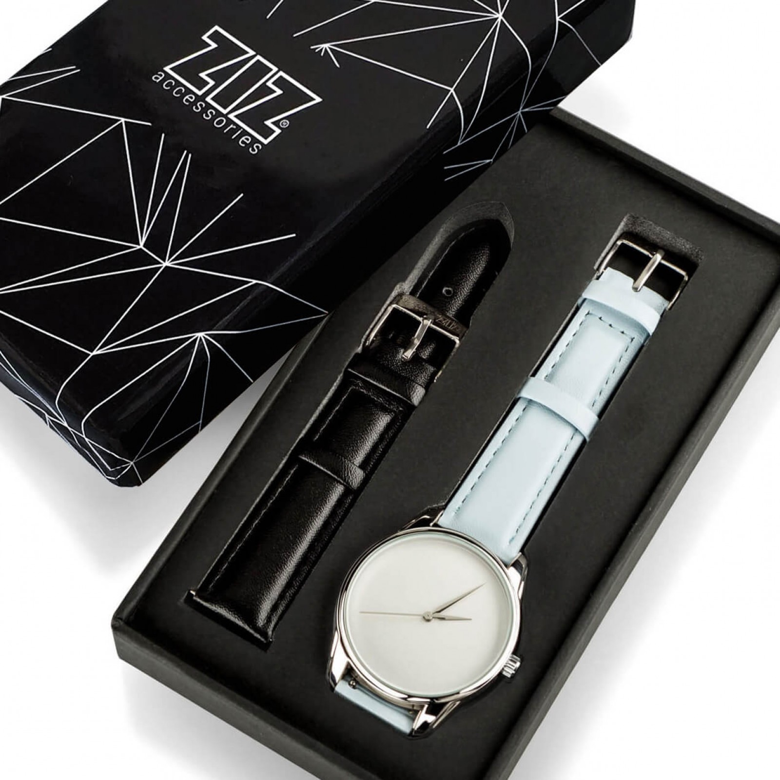 Годинник ZIZ Мінімалізм, ремінець ніжно-блакитний, срібло і додатковий ремінець 142858