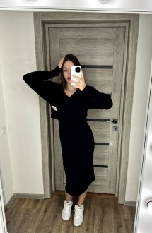 Жіночий костюм сукня та кофта колір чорний р.50/52 450642