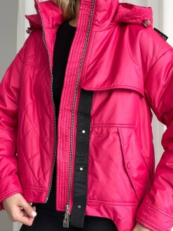 Жіноча тепла куртка колір малина р.XL 450291