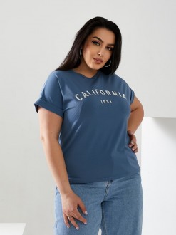 Жіноча футболка California колір джинсовий р.56/58 432449