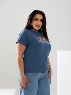 Жіноча футболка LOVE колір джинсовий р.52/54 432490