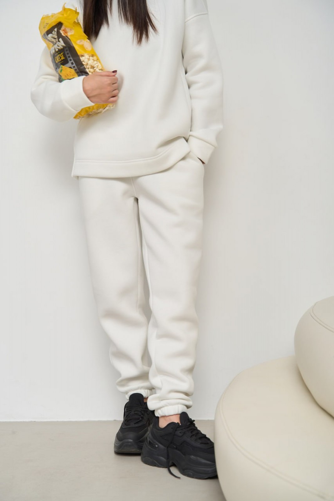 Жіночий теплий спортивний костюм колір білий р.S 443439