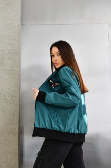 Жіноча куртка бомбер колір морська хвиля р.56/58 450812
