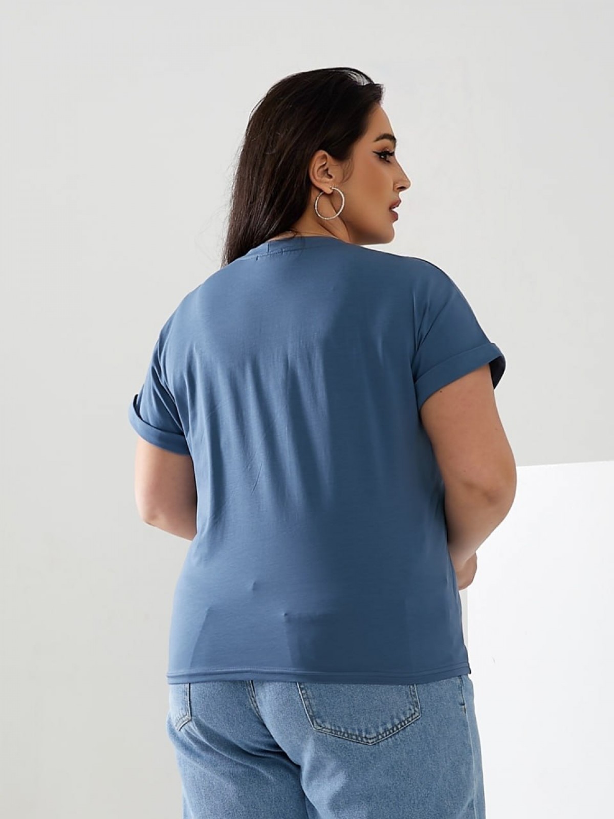 Жіноча футболка колір джинсовий р.42/46 432368