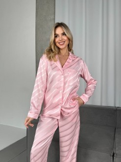 Жіночий домашній костюм штани та сорочка колір рожевий р.42/44 454855