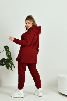 Жіночий теплий прогулянковий костюм бордового кольору 383685