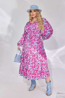 Жіноча вільна сукня із софту колір малина р.54/56 450582