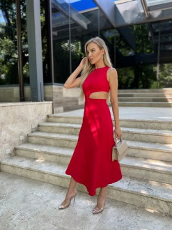 Жіноча сукня міді червоного кольору 372777