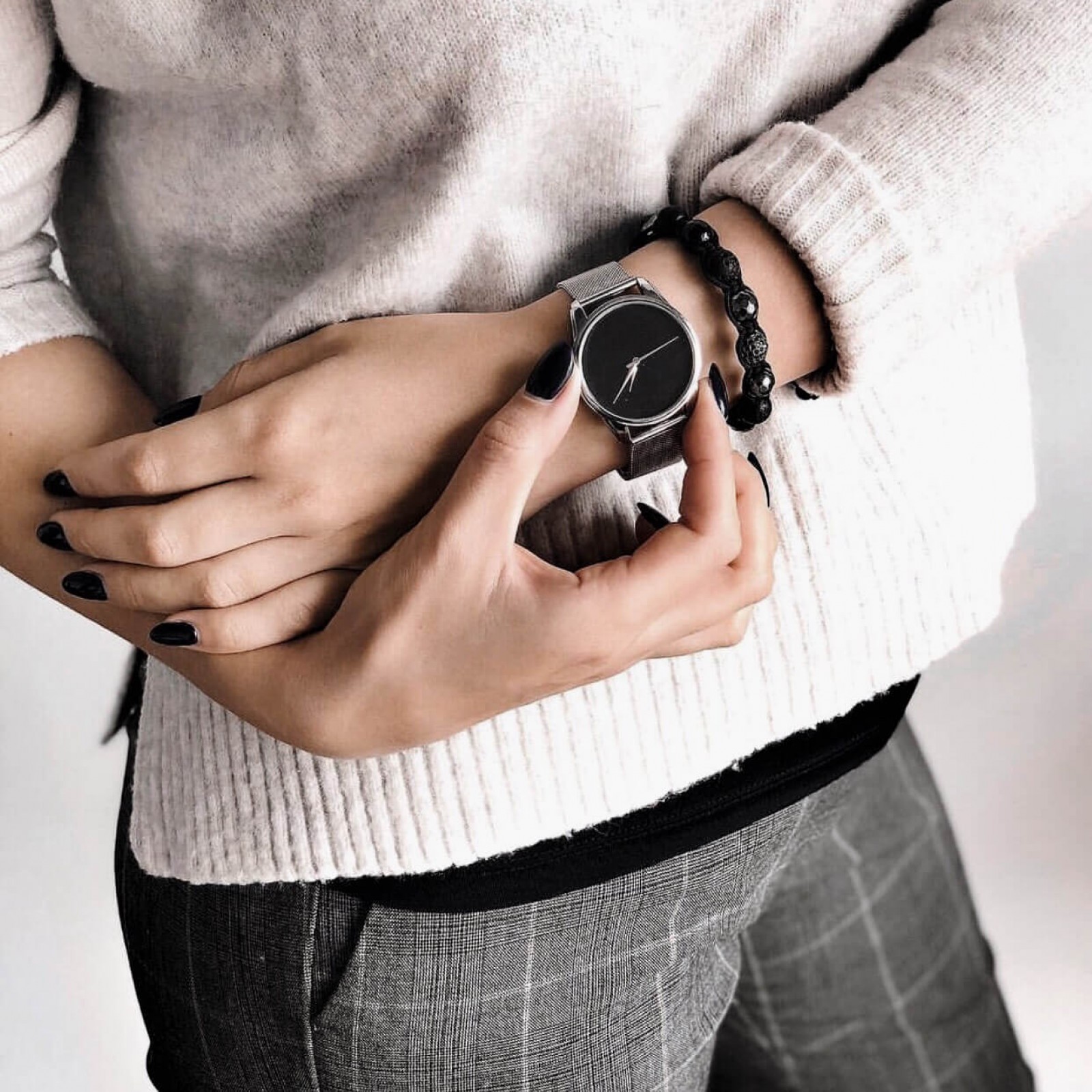 Годинник ZIZ Мінімалізм чорний, ремінець з нержавіючої сталі срібло і додатковий ремінець 142921