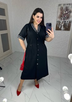 Жіноча сукня-халат вільного крою колір чорний р.58/60 452254