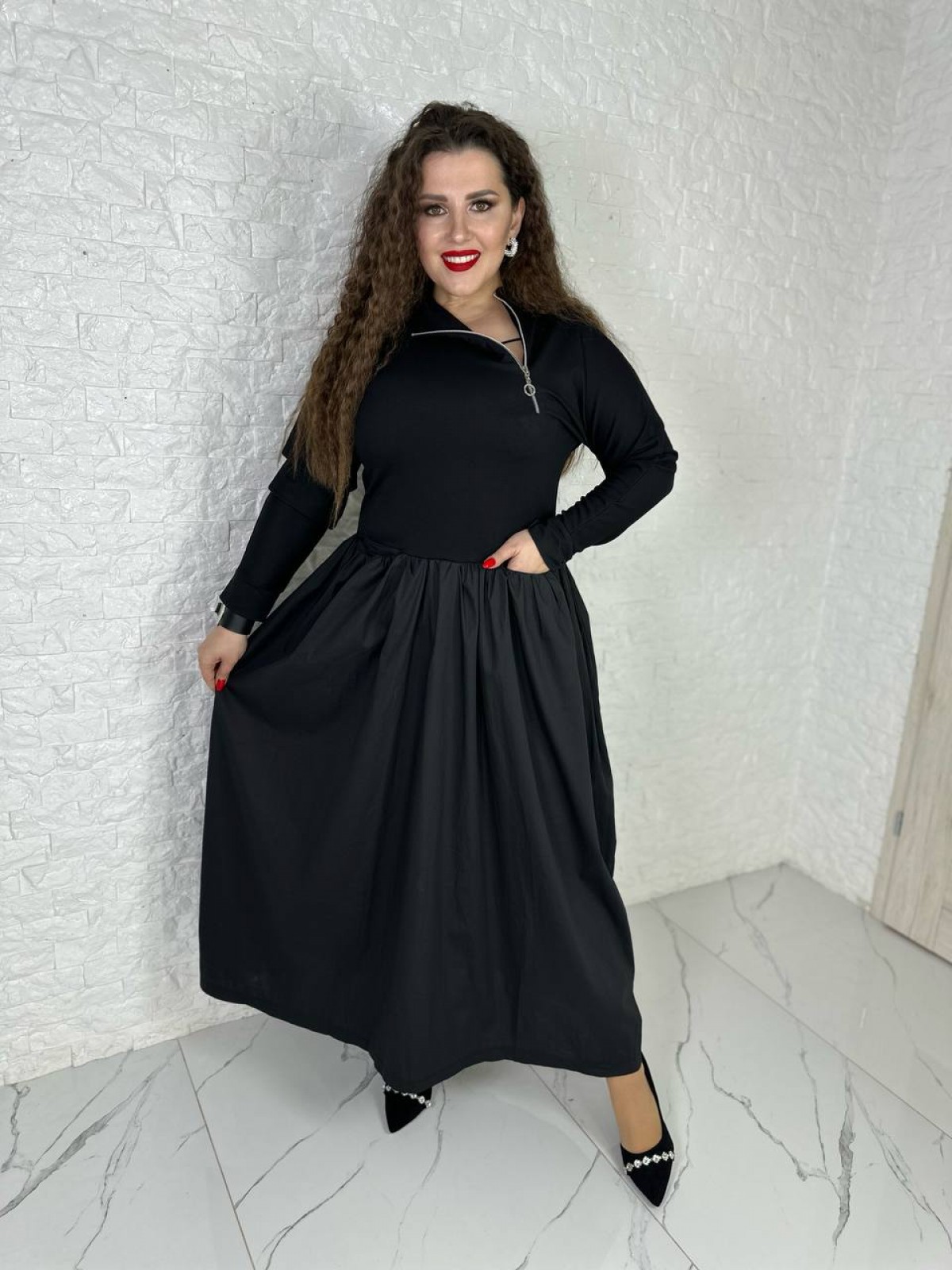 Жіноча сукня вільного крою колір чорний р.46/48 449618