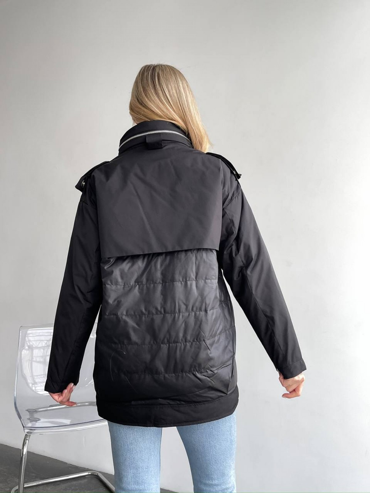 Жіноча тепла куртка колір чорний р.XXL 450444