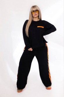 Жіночий спортивний костюм колір чорний з помаранчевим р.56/60 450801