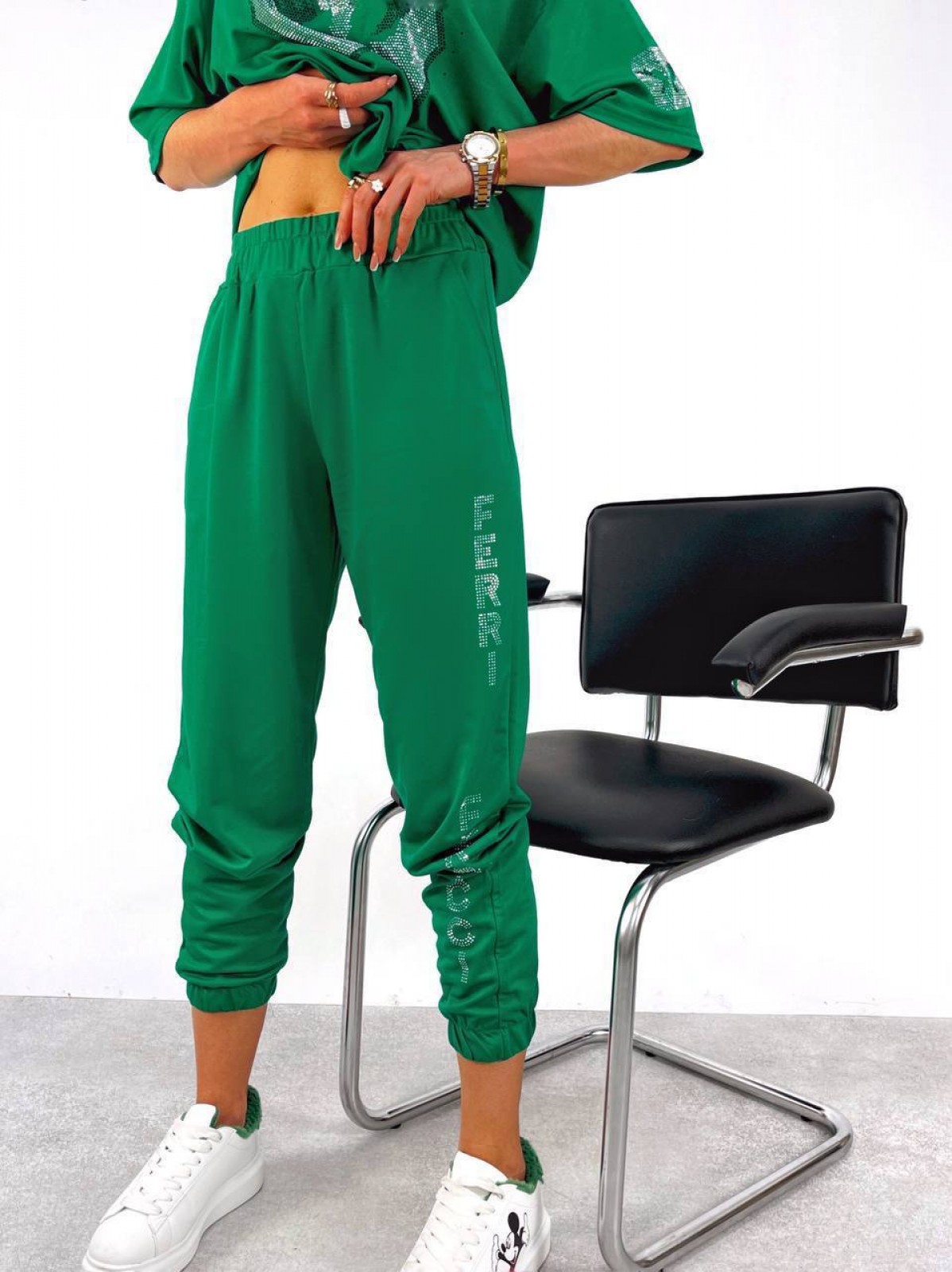 Жіночий спортивний костюм двійка зеленого кольору р.50/52 431537