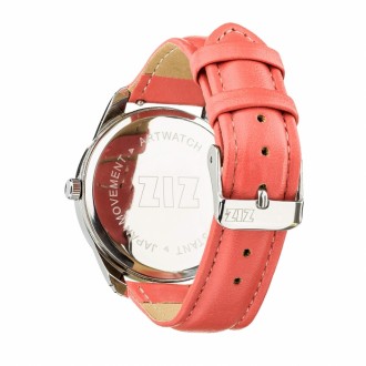 Годинник ZIZ Мінімалізм, ремінець полунично-кораловий, срібло і додатковий ремінець 142860