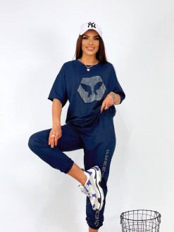 Жіночий спортивний костюм двійка темно-синього кольору р.46/48 363256