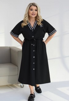 Жіноча сукня-халат вільного крою колір чорний р.54/56 452253