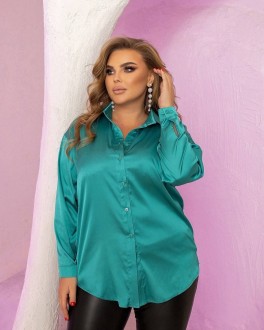 Жіноча блуза-туніка колір смарагдовий р.48/52 447352