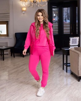 Жіночий спортивний костюм із жилетом рожевого кольору р.L/XL 46/48 357813