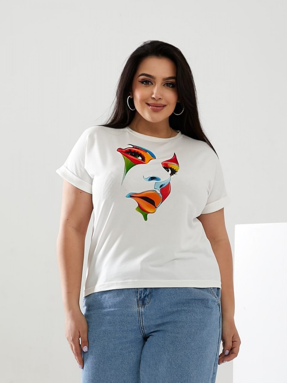 Жіноча футболка FACE колір молочний р.52/54 433151