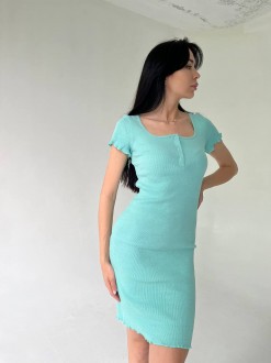 Жіноча сукня в рубчик колір м'ята р.універсальний 455897