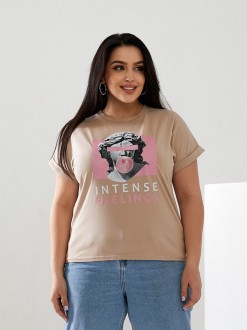 Жіноча футболка INTENSE колір бежевий р.52/54 433184