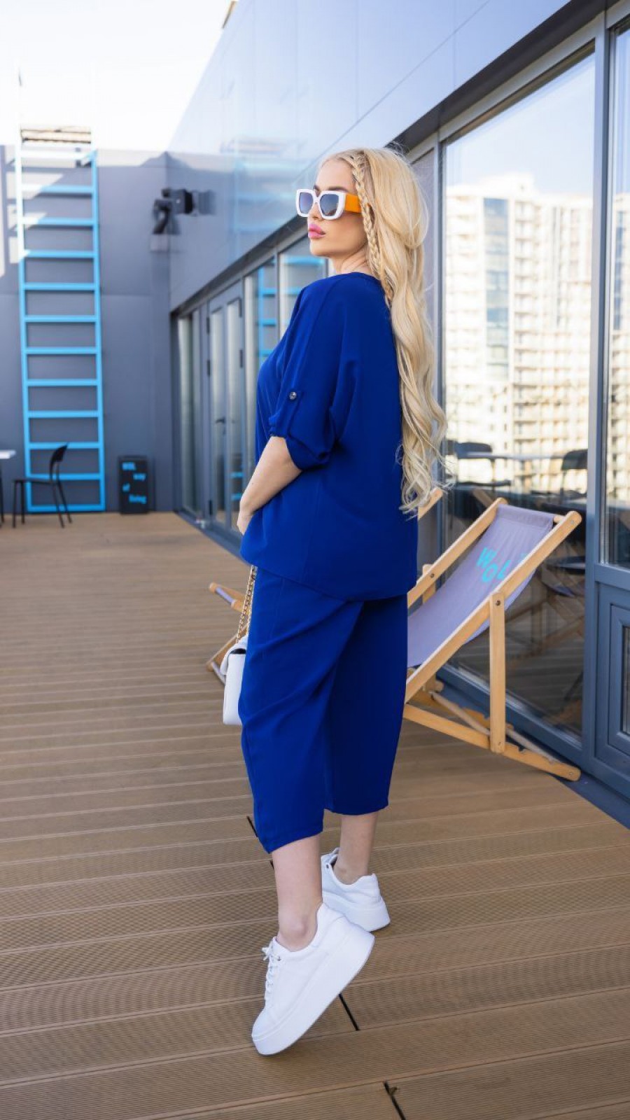 Жіночий костюм двійка із софт-котону колір т.синій р.48/50 456158