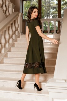 Жіноча нарядна сукня з мереживами кольору хакі р.42/44  374378