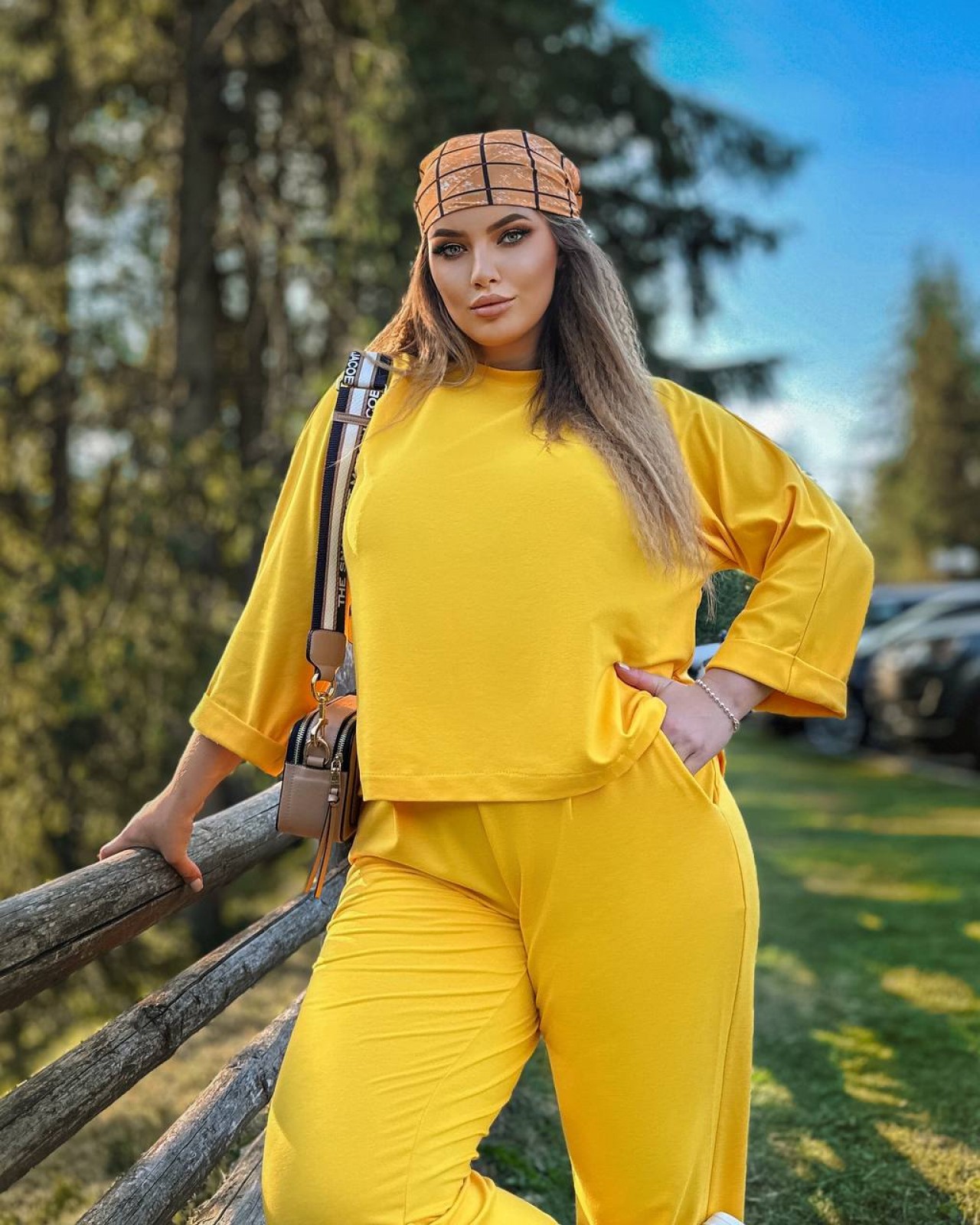 Жіночий прогулянковий костюм колір жовтий р.54/56 441008