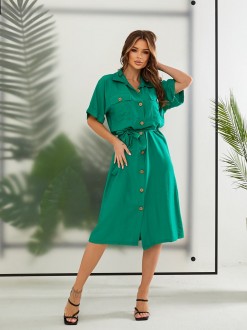 Жіноча сукня-сорочка колір зелений р.46/48 435713