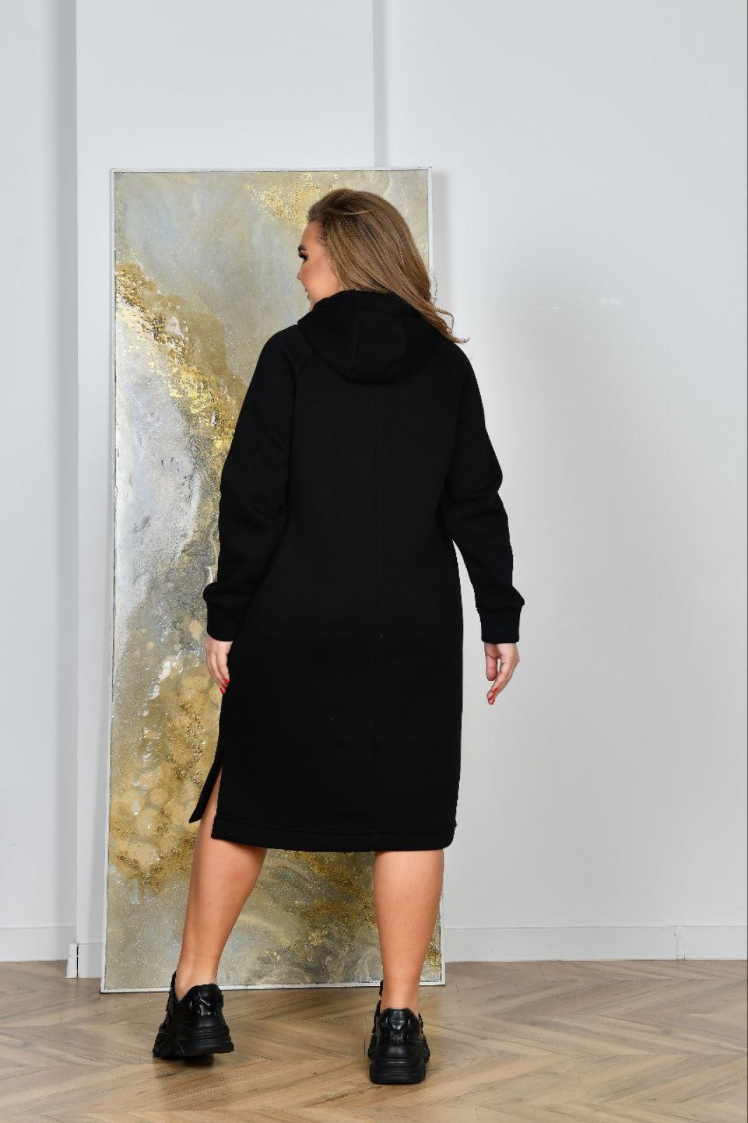Жіноча сукня у спортивному стилі колір чорний р.56 448283
