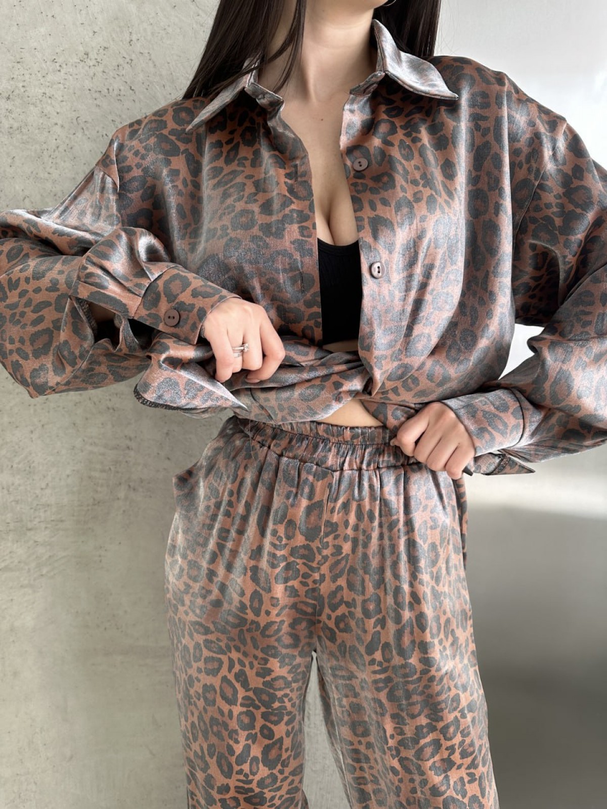 Жіночий костюм двійка колір коричневий р.54/56 452401