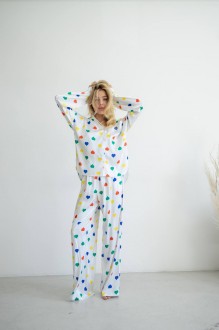 Жіноча піжама «Серденько» колір білий р.M/L 442587