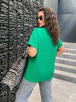 Жіноча футболка з принтом колір зелений р.46/48 459628