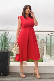 Жіноча сукня із софту міді колір червоний р.54/56 456302