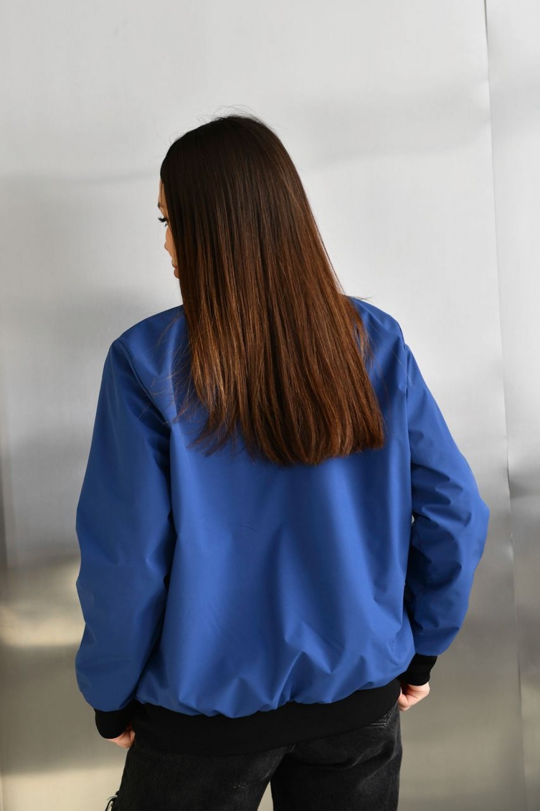 Жіноча куртка бомбер колір індиго р.52/54 450809