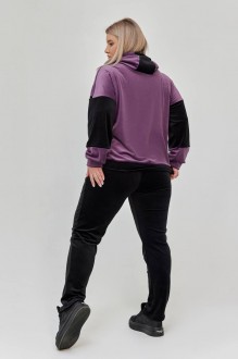 Жіночий костюм прогулянковий колір чорний/фіолетовий р.48/50 448857